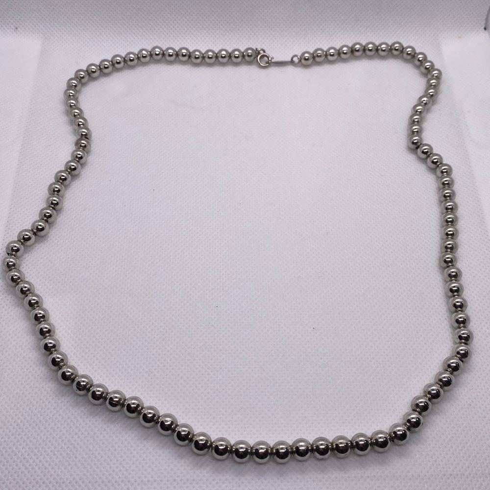 Napier Silver tone bead necklace signed